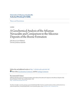 A Geochemical Analysis of the Arkansas Novaculite And