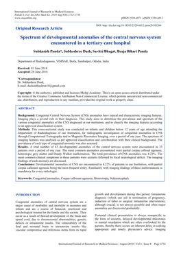 Spectrum of Developmental Anomalies of the Central Nervous System Encountered in a Tertiary Care Hospital