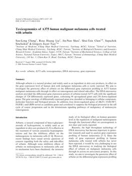 Toxicogenomics of A375 Human Malignant Melanoma Cells Treated with Arbutin