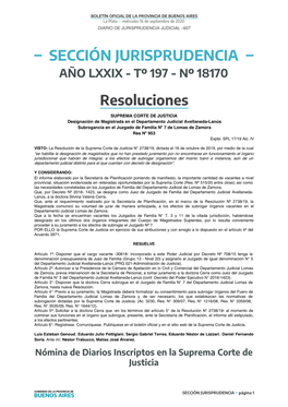 Sección Jurisprudencia Año Lxxix - Tº 197 - Nº 18170