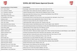 SCWGL 2021-2022 Season Approved Grounds