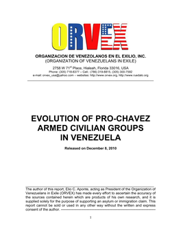 Evolution of Pro-Chavez Armed Civilian Groups in Venezuela
