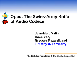 Opus: the Swiss-Army Knife of Audio Codecs
