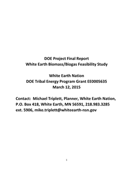 White Earth Biomass/Biogas Feasibility Study