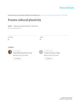 Frozen Cultural Plasticity