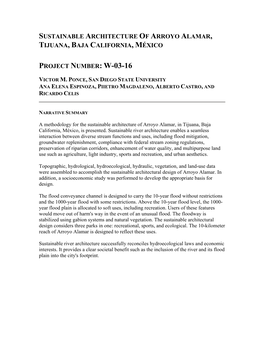 Sustainable Architecture of Arroyo Alamar, Tijuana, Baja California, México