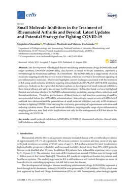 Small Molecule Inhibitors in the Treatment of Rheumatoid Arthritis and Beyond: Latest Updates and Potential Strategy for Fighting COVID-19