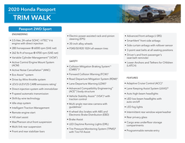 2020 Honda Passport TRIM WALK