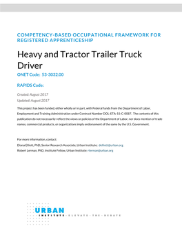 Heavy and Tractor Trailer Truck Driver ONET Code: 53-3032.00