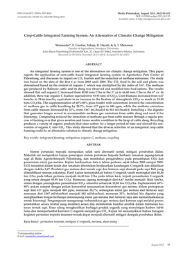 Crop-Cattle Integrated Farming System: an Alternative of Climatic Change Mitigation