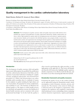 Quality Management in the Cardiac Catheterization Laboratory