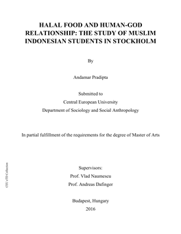 Halal Food and Human-God Relationship: the Study of Muslim Indonesian Students in Stockholm