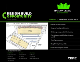 Design Build Opportunity Hanlon Creek in the Hanlon Creek Business Park | Guelph, Ontario Business Park