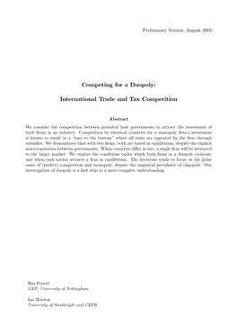 International Trade and Tax Competition