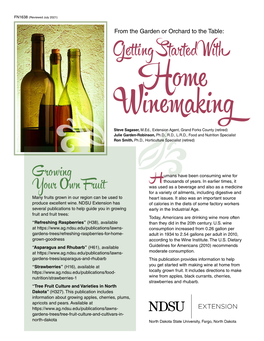 From the Garden Or Orchard to the Table: Getting Started with Home Winemaking