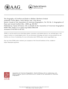 The Geography of Conflict and Death in Belfast, Northern Ireland