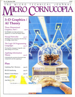 3-D Graphics / AI Theory Three-Dimensional Graphics, Part 1 Page 8 Earl Hinrichs Uses High Performance Graphics IC to Create and Display Depth