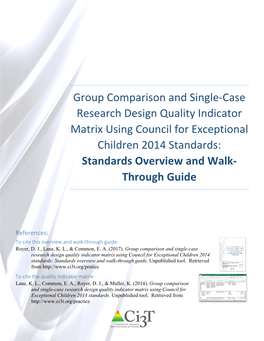 Group Comparison and Single-Case Research Design Quality Indicator