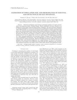 Estimation of Population Size and Probabilities of Survival and Detection in Mead's Milkweed