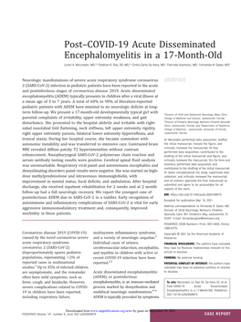 Post–COVID-19 Acute Disseminated Encephalomyelitis in a 17-Month-Old Loren A