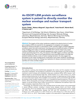 An ESCRT-LEM Protein Surveillance System Is Poised to Directly Monitor
