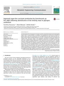 Improved Sugar-Free Succinate Production by Synechocystis Sp