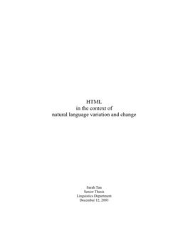 HTML in the Context of Natural Language Variation and Change