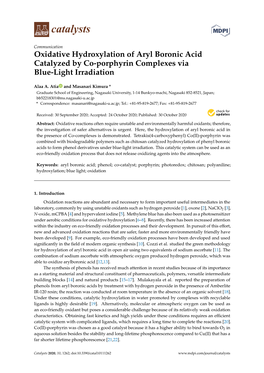 Oxidative Hydroxylation of Aryl Boronic Acid Catalyzed by Co-Porphyrin Complexes Via Blue-Light Irradiation