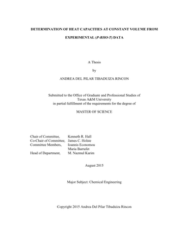 Determination of Heat Capacities at Constant Volume From