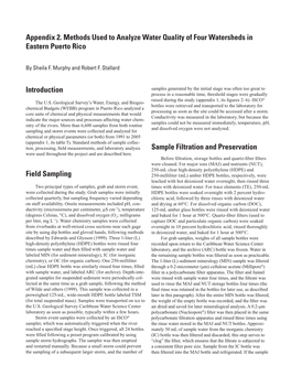 Appendix 2. Methods Used to Analyze Water Quality of Four Watersheds in Eastern Puerto Rico