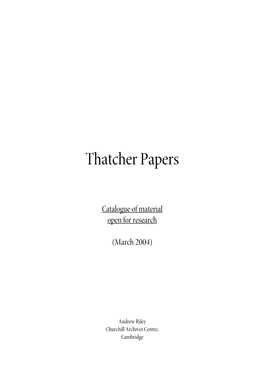Thatcher Papers
