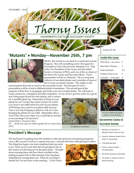 Thorny Issues DATES & DETAILS —