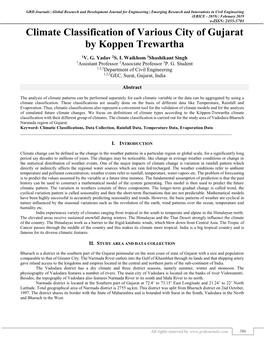 Climate Classification of Various City of Gujarat by Koppen Trewartha (GRDJE / CONFERENCE / ERICE - 2019 / 075)