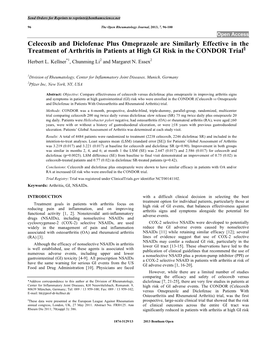 Celecoxib and Diclofenac Plus Omeprazole Are Similarly Effective in the Treatment of Arthritis in Patients at High GI Risk in the CONDOR Trial§ Herbert L