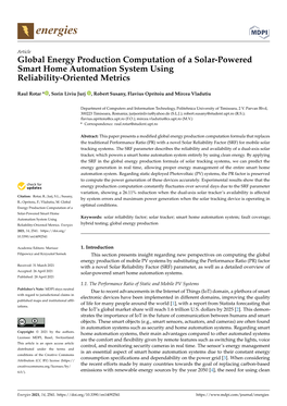 Global Energy Production Computation of a Solar-Powered Smart Home Automation System Using Reliability-Oriented Metrics