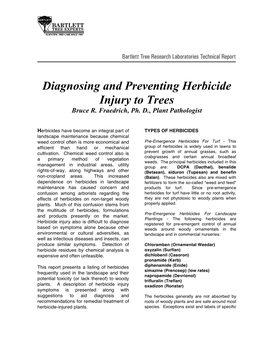 Diagnosing and Preventing Herbicide Injury to Trees Bruce R