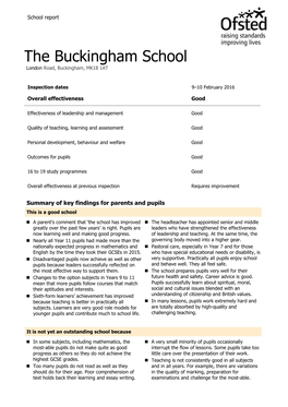 The Buckingham School London Road, Buckingham, MK18 1AT