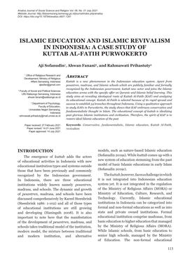 Islamic Education and Islamic Revivalism in Indonesia: a Case Study of Kuttab Al-Fatih Purwokerto