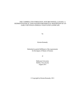 The Campbellton Formation, New Brunswick, Canada: a Sedimentological and Paleoenvironmental Description of an Early Devonian (Emsian) Vegetated Landscape