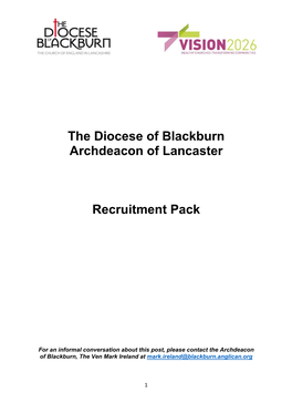 The Diocese of Blackburn Archdeacon of Lancaster Recruitment Pack