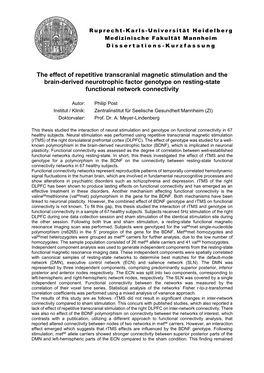 The Effect of Repetitive Transcranial Magnetic Stimulation and the Brain-Derived Neurotrophic Factor Genotype on Resting-State Functional Network Connectivity