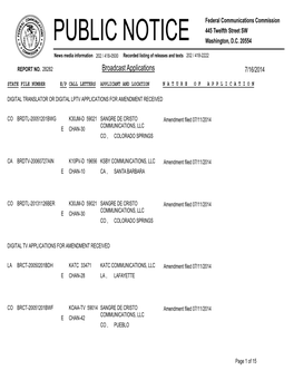 Broadcast Applications 7/16/2014