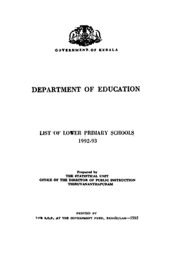 Department of Education- List of Lower Primary Schools