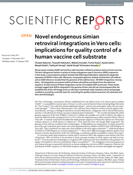 Novel Endogenous Simian Retroviral Integrations in Vero Cells