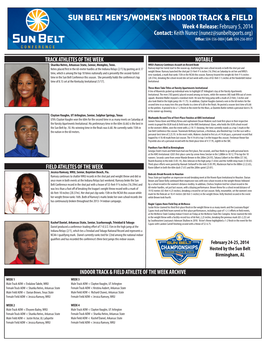 Sun Belt Men's/Women's Indoor Track & Field