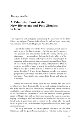 A Palestinian Look at the New Historians and Post-Zionism in Israel