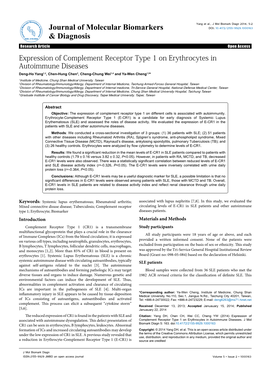 Expression of Complement Receptor Type 1 on Erythrocytes In