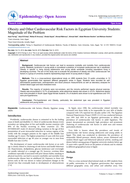 Obesity and Other Cardiovascular Risk Factors in Egyptian