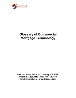 Glossary of Commercial Mortgage Terminology