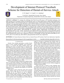 Development of Internet Protocol Traceback Scheme for Detection of Denial-Of-Service Attack